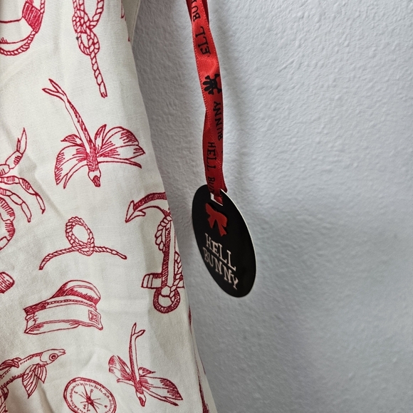 Hell Bunny Alizea Mini Dress Nautical Size Large NWT - Picture 7 of 11